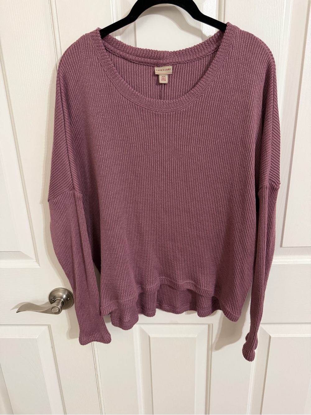 Cape Juby M Dusty Mauve Cropped Knit Sweater Ruffle Hem